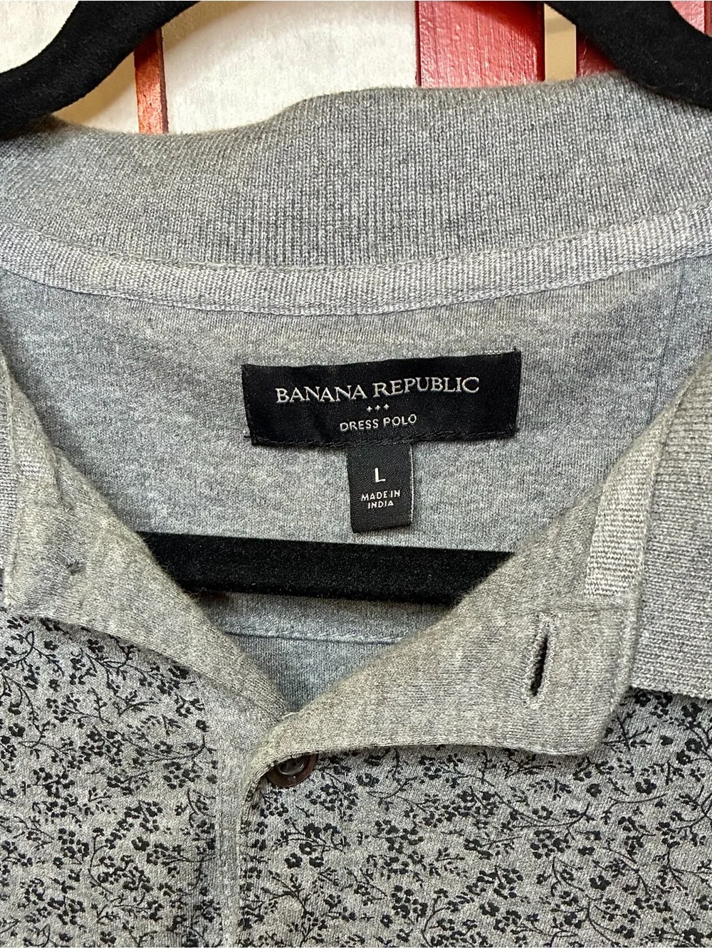 Banana Republic Men’s Gray-Blue Micro Floral Polo